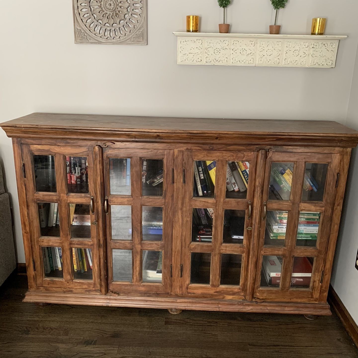 Beautiful Wood Bookcase 69L X 15 1/2W, Height Is 43 1/2 Inches