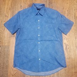Zachary Prell - Mens - Size Medium - Casual Short Sleeve Shirt - Blue - Premium Buttons