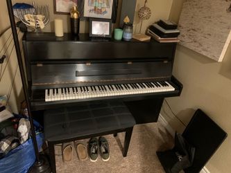 Modern Black 88-Key Upright Piano with Matching Padded Bench - MUST