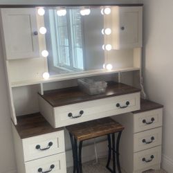 Beige And Brown Wood top Vanity