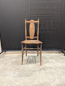 Vintage Dark Wood Oval Back Spindle Chair
