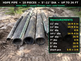 HDPE Pipe — Large Diameter — 10 Pieces — Culvert / Drainage / Dock