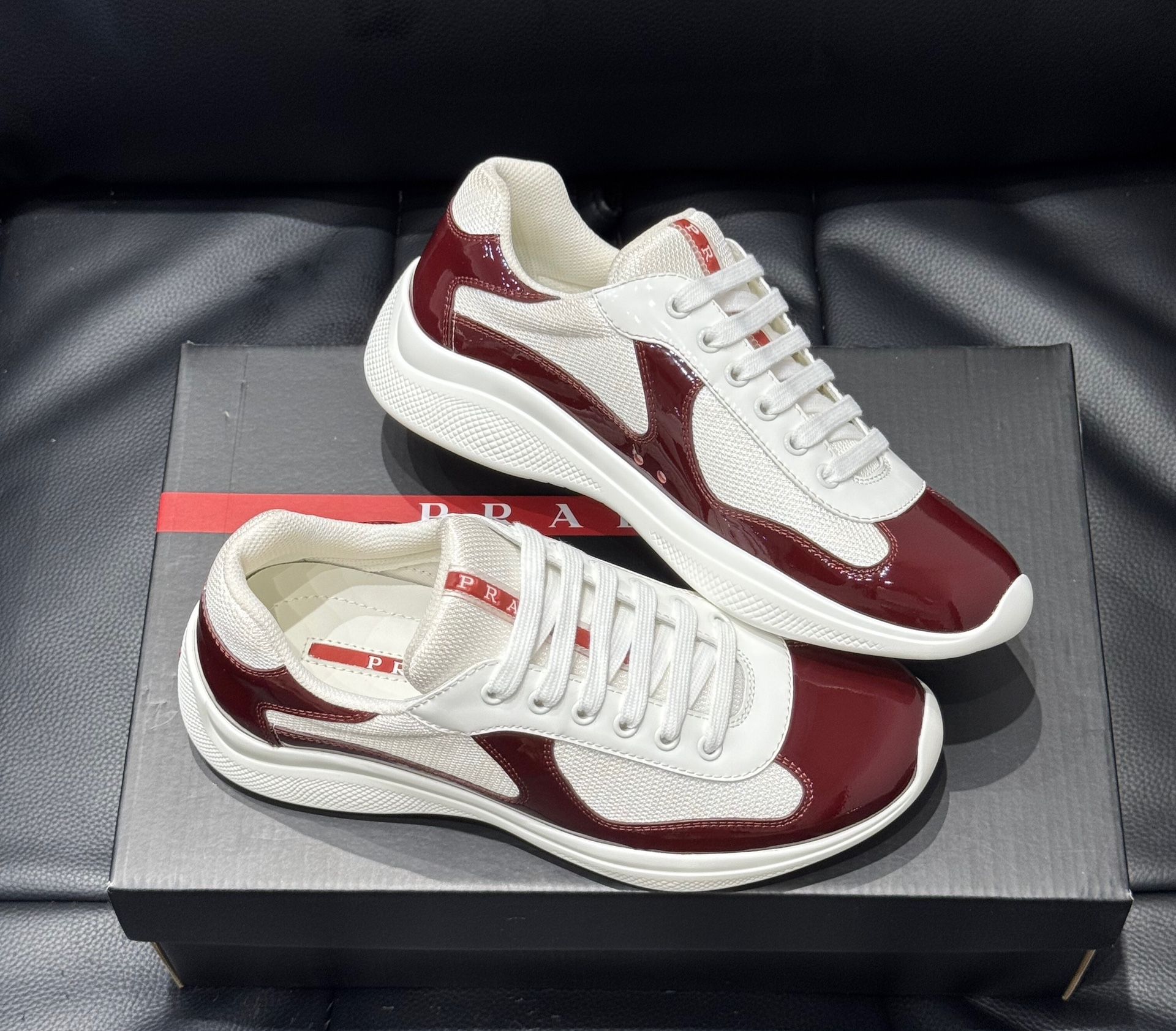 Prada America's Cup Sneakers ruby and White Leather and white Leather size 11