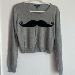 Forever 21 Cropped Mustache Shirt