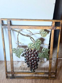 Steel Grape Art with Steel Frame