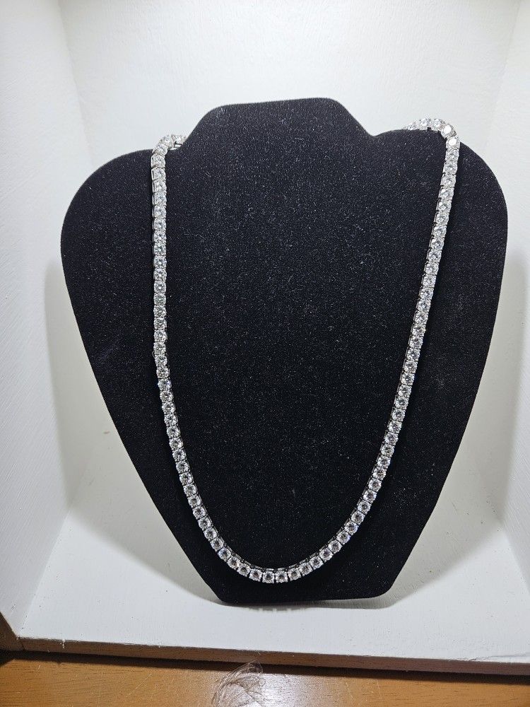 18' 5mm Moissanite Tennis Chain 925 Sterling Silver