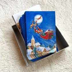 Set of 35 Christmas Cards & Envelopes | Santa Sled Reindeer | Paper Magic Group