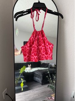 Pink/Red Halter Neck Crop Top