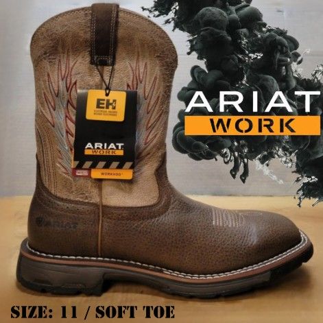 New ARIAT Workhog Mesteno II Square Soft Toe Work Boots Botas Size: 11