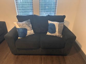 Dark Gray Sofa and Loveseat Set / Navy Queen Bedframe with Metal box spring / Patio Furniture