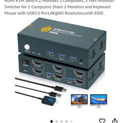 USB KVM Switch Dual Monitor 2 Port