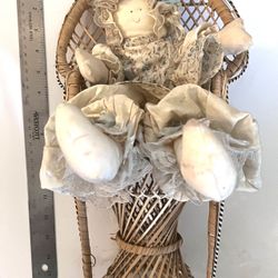 Soft Doll On Wicker Plantation Chair Set