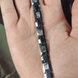 tungsten abalone bracelet
