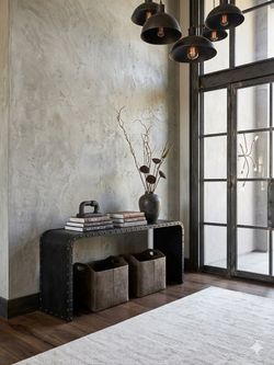 Four Hands Industrial Riveted Metal Waterfall Console Table – Pristine