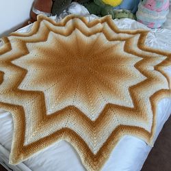 Yellow handmade crochet blanket