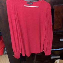 Long Sleeve Red Blouse