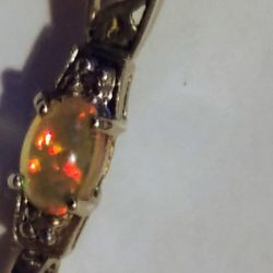 Genuine Ethiopian Fire Opal Tennis Bracelet 925 Sterling Silver .
