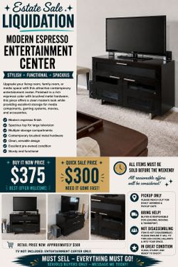 Espresso TV Stand Media Console Entertainment Center