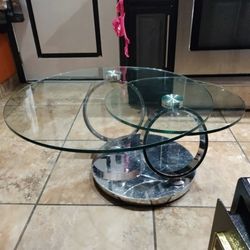 Plata Import 17 H x 31.5-in dia Polished Chrome Modern Coffee Table w/ 2 Clear Glass Tops