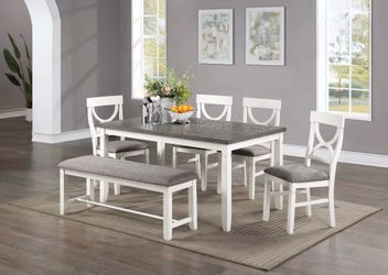 Dining table set with bench