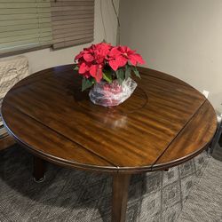 Wood Table with Lazy Susan