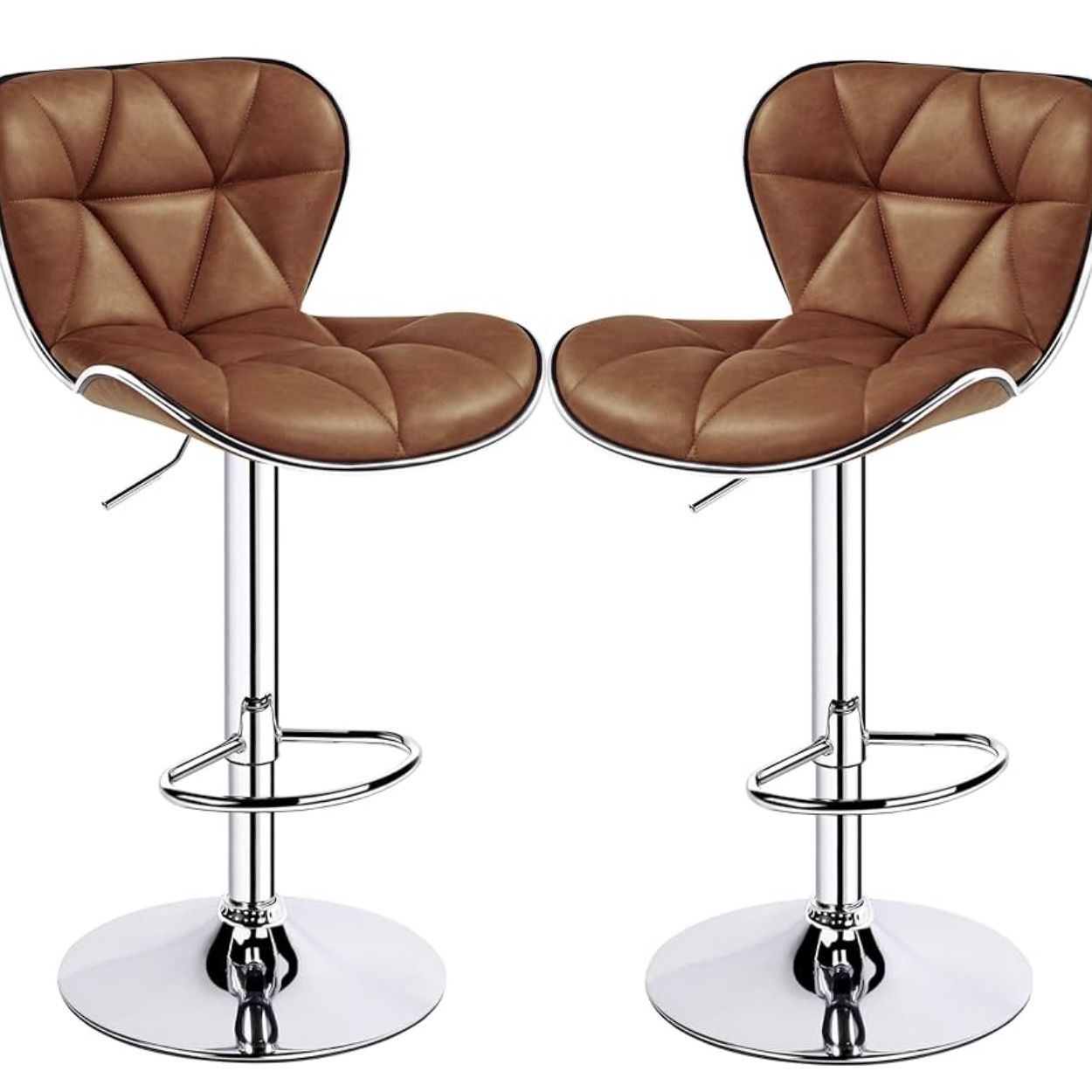 bar stools Set of 2 Adjustable Bar Stools PU Leather Swivel Bar Stools with Shell Back Black Pub Chairs Counter Height for Home Kitchen, Retro Brown 6