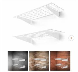 CAPHAUS 36 in. W x 18 in. D White Metal Garage Wall Shelf,