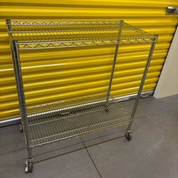 Rolling 2 tier shelving unit