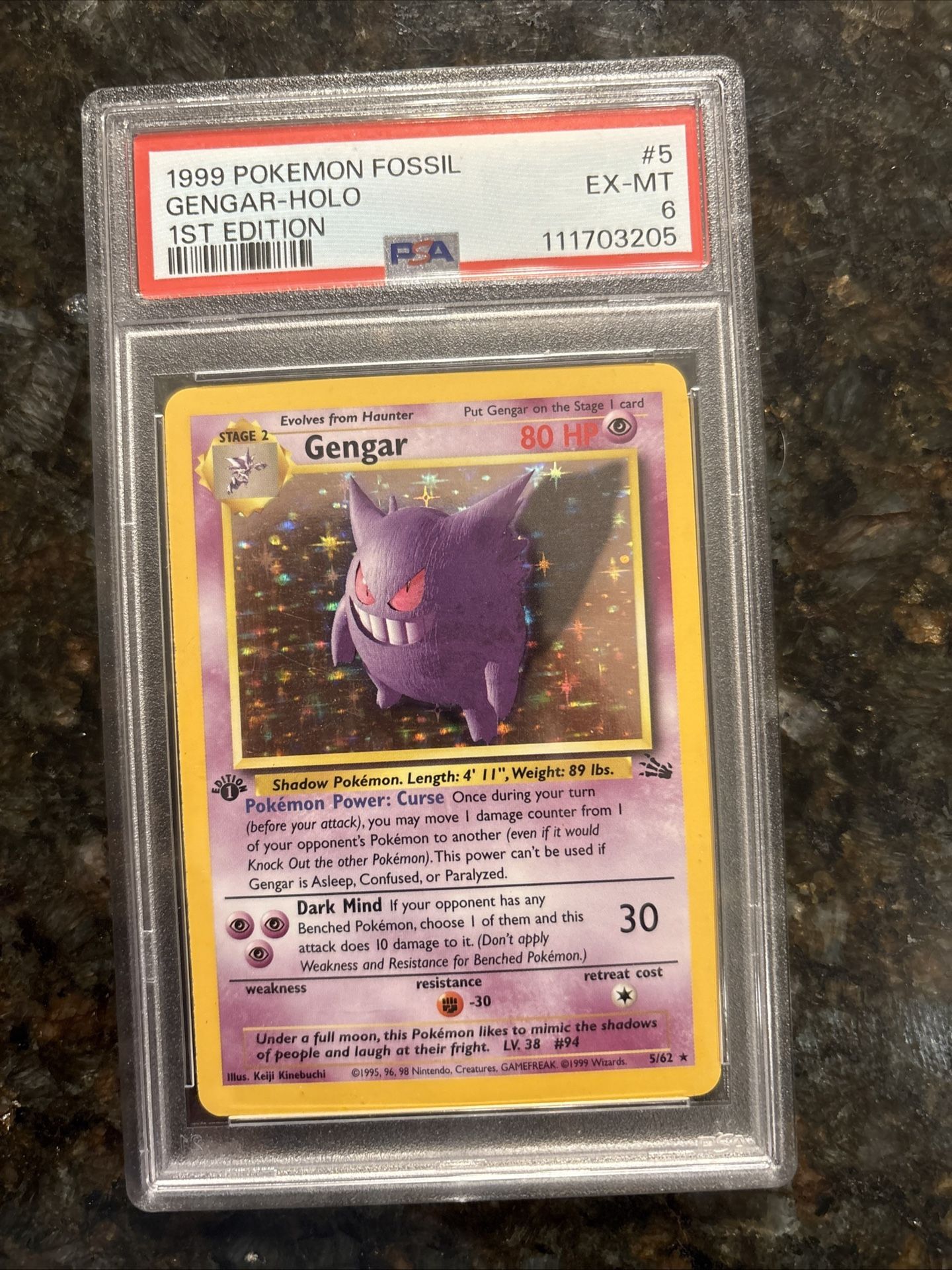 1999 First Edition Holo Gengar PSA6 