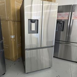 Samsung 30” 22 cu. ft. Standard Depth 3-Door French Door Smart Refrigerator in Fingerprint Resistant Stainless Steel with Dispenser