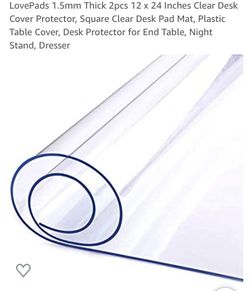 Lovepads 1.5mm thick 2pcs 12x24 clear desk cover protector, pad, table cover, night stand dresser