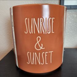 8" Rae Dunn Sunrise Sunset Planter Garden Flower Pot Large Ceramic Cylinder