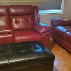 Genuine Leather Sofa And Recliner
