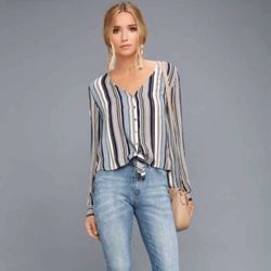 Lulus Striped Blouse 