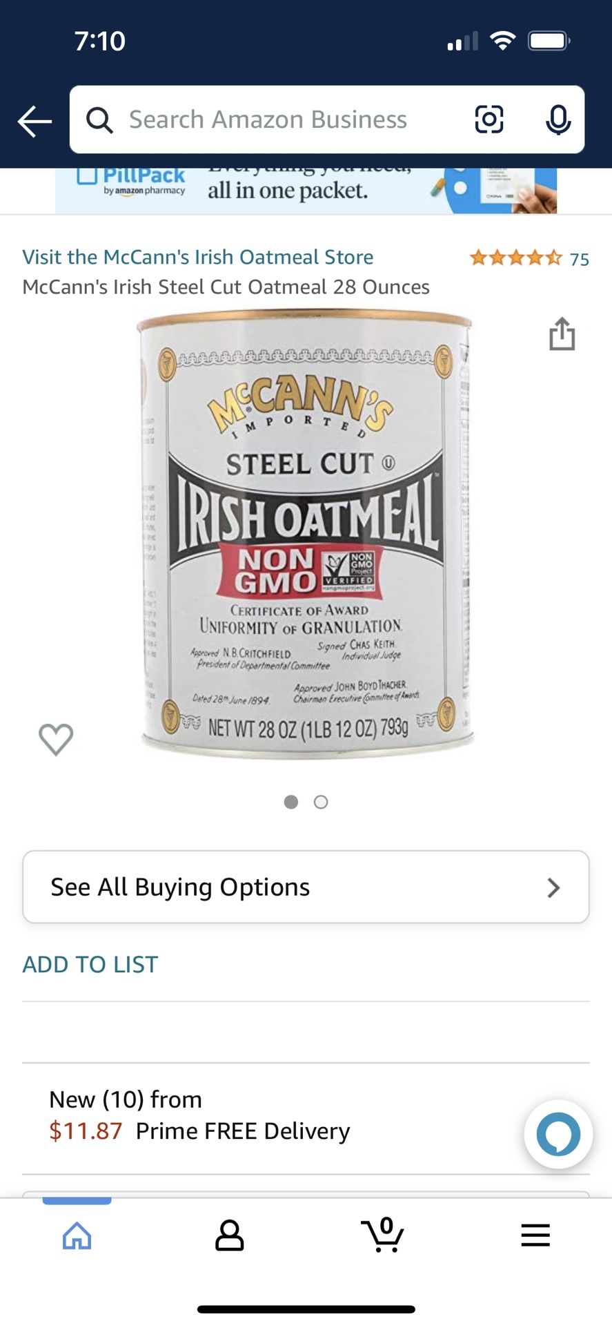 McCann's Irish Steel Cut Oatmeal 28 Ounces
