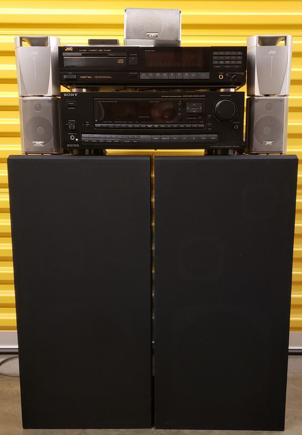 Stereo System 5.1 Surround Sound Sony Audio Receiver JVC CD Player Home Theater Floor