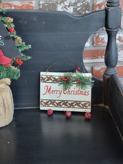 Christmas French Shabby Chic Farmhouse Merey Christmas Bell sign