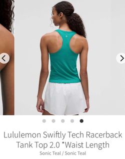NEW Lululemon Swiftly Tech Racerback Tank Top 2.0 *Waist Length Size 6 Sonic Teal NWOT Sale