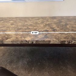 Solid stone and wood dining table, w 4 chairs