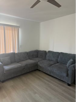 Grey Corduroy Sectional Sofa