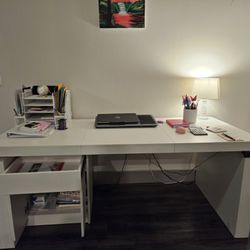 Adjustable Standing Desk, White, 71"