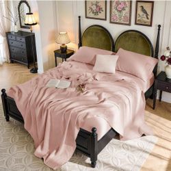 (Brand New in Box)  SONORO KATE 100% French Linen King Size Sheets Set,Natural Flax Bedding Cooling for Hot Sleepers,Anti-Tear,Breathable Durable,16" 