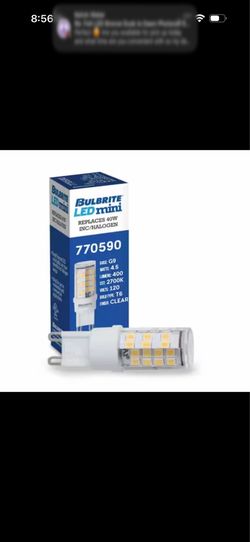 Bulbrite LED4G9/27K/120/D (G9) T6 Bi-Pin, Dimmable Clear LED 2700K Light Bulb