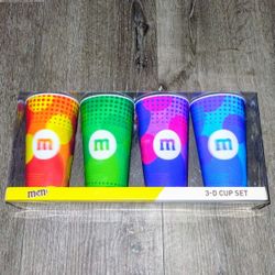 NEW Sealed M&M Holographic 3-D Cup Set 