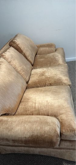 Large Crushed Velvet Gold Sofa