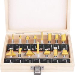 Brand New Set of 15 Router Bits 1/4” Shank (still sealed in box !)