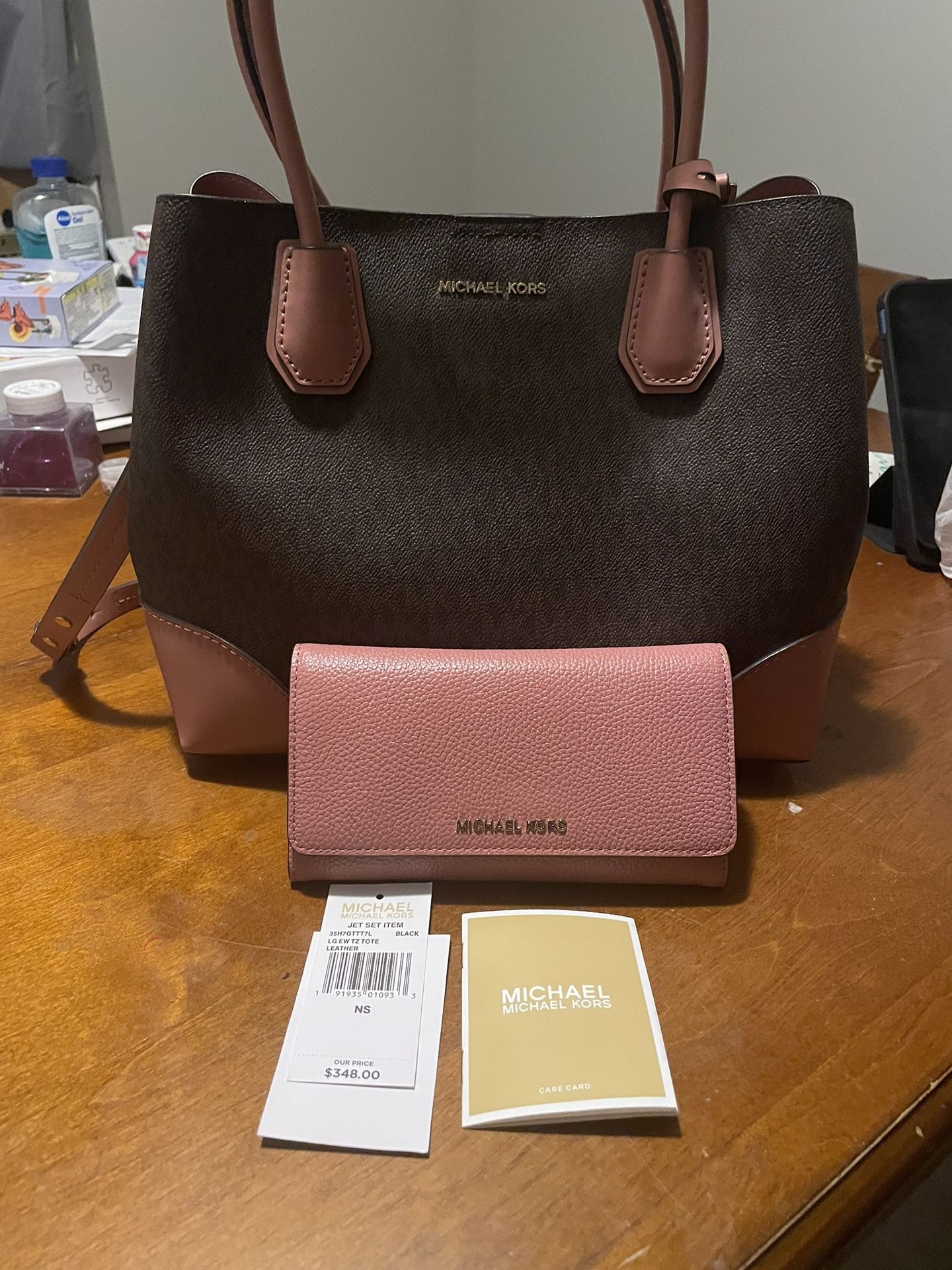 Salmon Colored Michael Kors Purse And Wallet