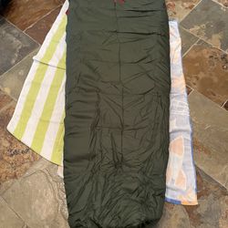 Vintage Coleman Peak 1 Mummy Green Sleeping Bag 32”x82” Outdoor Camping