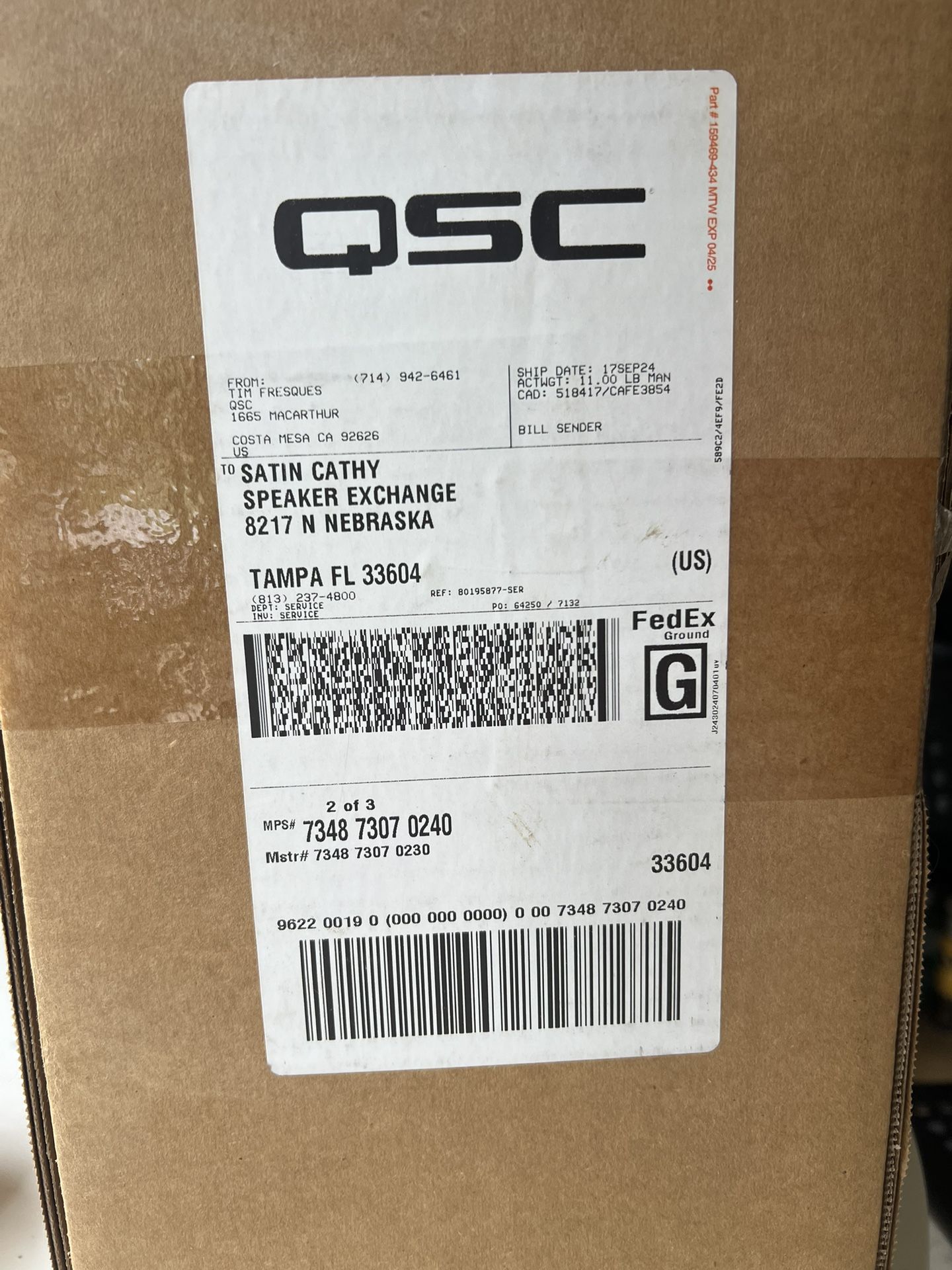 QSC 15” Brand New Woofer On The Box