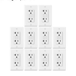 10 Pack GFCI Outlets 20 Amp, Non-Tamper Resistant, Decor GFI Receptacles with LED 